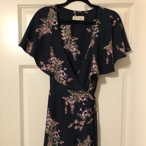Navy Floral Wrap Dress